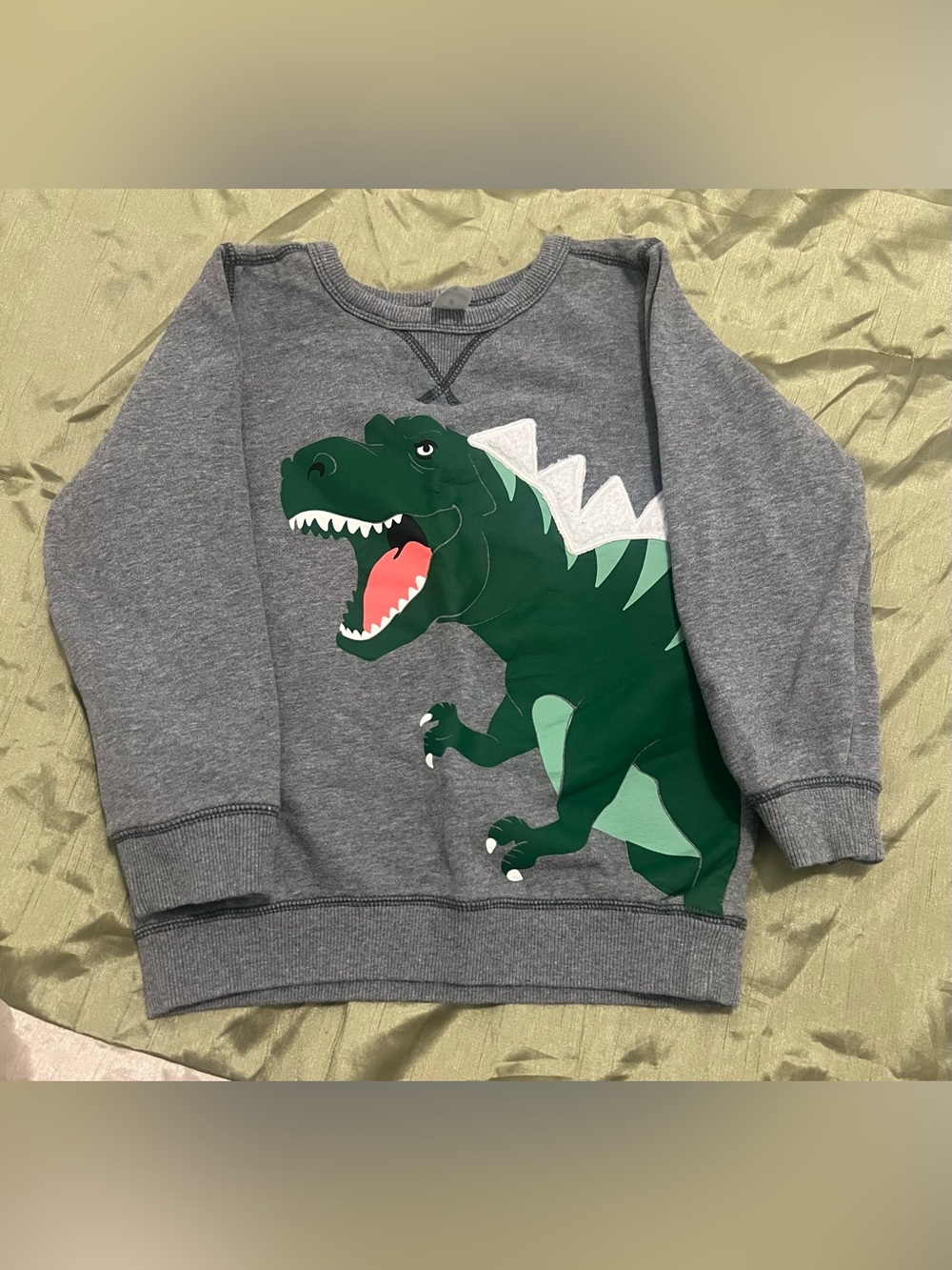 Carter's Gray Sweatshirt with Green Dinosaur Graphic size 8